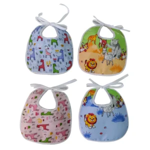 Set of 4 Cotton Bibs Printed mix colours – 1004 Combo P7 2