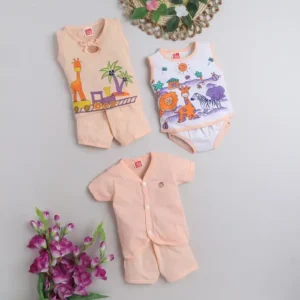 Newborn Baby Clothing Set of 3 Peach