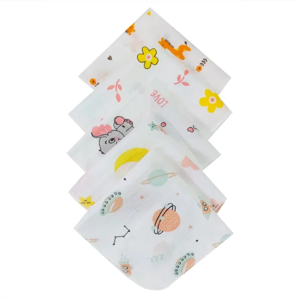 Love Baby thin cartoon printed ultra soft double layer muslin washcloth set – WCS52 Combo P1